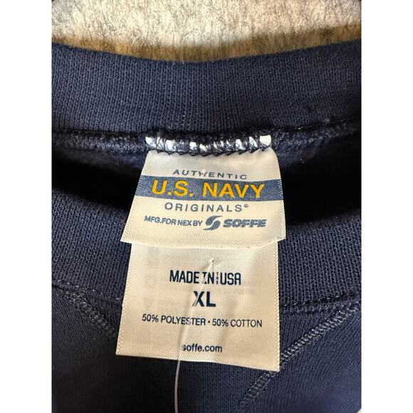 Vintage US Navy Soffe Crewneck Blue Long Sleeve Reflective PT Exercise Top - XL - Picture 5 of 8